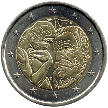 2 euros commémorative 2017 France 100ème anniversaire de la mort d'Auguste Rodin