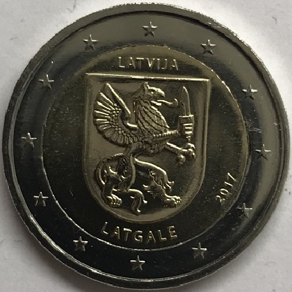 2 euros commémorative 2017 Lettonie la région Latgale,