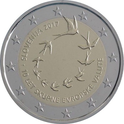 2 euros commémorative 2017 Slovénie 10ème anniversaire de l'introduction de l'euro en Slovénie