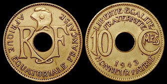 10 centimes 1943 afrique équatoriale française
