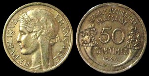 50 centimes 1944 afrique occidentale française