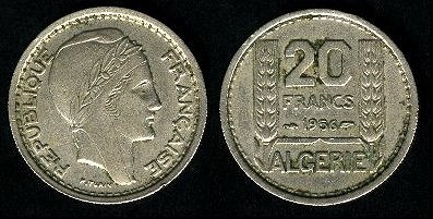 20 francs 1956 Algérie