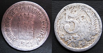 Oran pièce de 5 centimes 1921