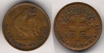 50 centimes 1943 cameroun français