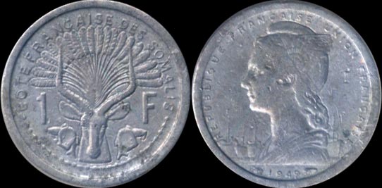 1 franc 1942 côte française des somalis