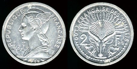 2 francs 1959 côte française des somalis