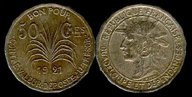 50 centimes 1921 Guadeloupe