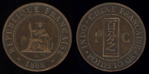 1 centime 1888 indo-chine