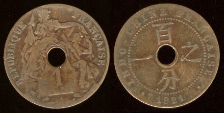1 centime 1921 indo-chine française