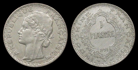 1 piastre 1931 indochine française 