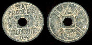1/4 franc 1942 état français indochine