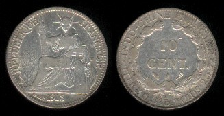 10 centimes 1918 Indo-Chine française