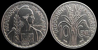 10 centimes 1939 indochine française