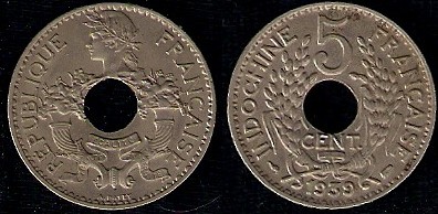 5 centimes 1939 indochine française