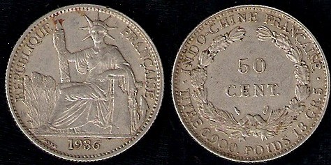 50 centimes 1936 indochine française