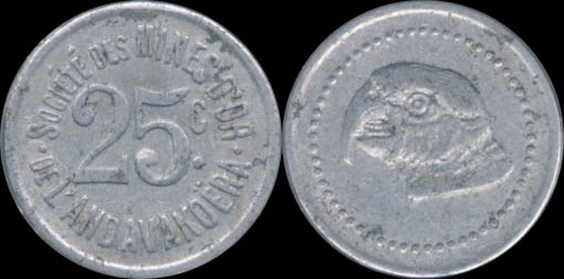 25 centimes 1920 Madagascar