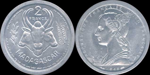 2 francs 1948 Madagascar