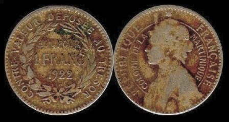 Martinique 1 franc 1922 