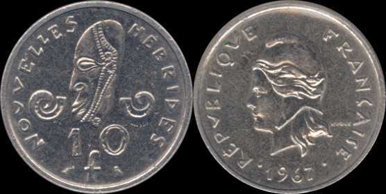 10 francs 1967 nouvelles hébrides