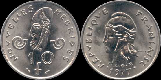10 francs 1977 nouvelles hébrides