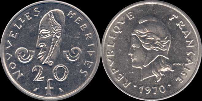 20 francs 1970 nouvelles hébrides