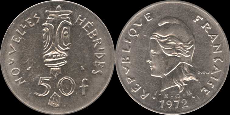50 francs 1972 nouvelles hébrides