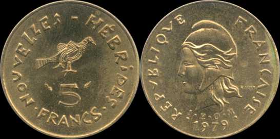 5 francs 1979 nouvelles hébrides