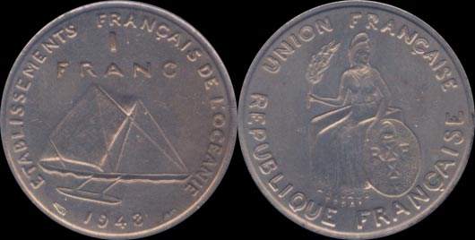 1 franc 1948 établissement français de l'océanie