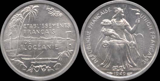 1 franc 1949 établissement français de l'océanie