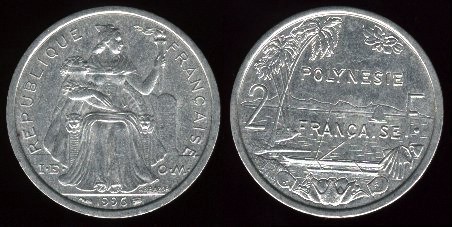 2 francs 1995 polynésie française