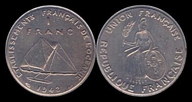 1 franc 1948 établissement français de l'océanie