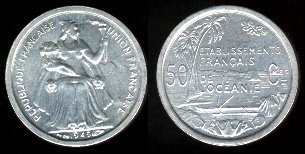 50 centimes 1949 polynésie française