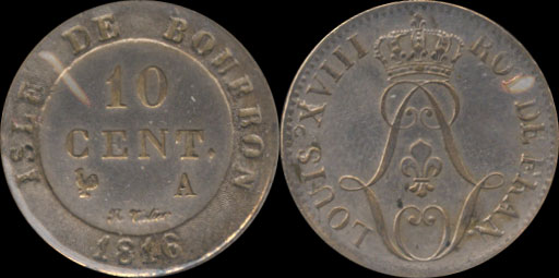 Ile Bourbon 10 centimes 1816