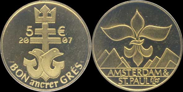 5 francs 2007 îles Amsterdam et St Paul