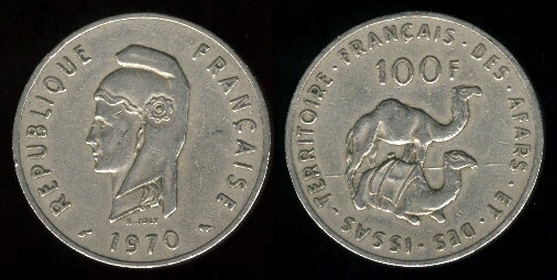 100 francs 1970 afars et issas