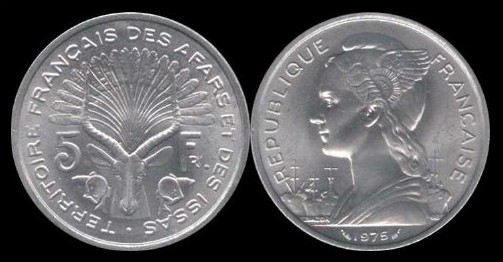 5 franxs 1975 afars issas