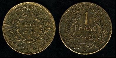 Bon pour 1 franc 1941 Tunisie