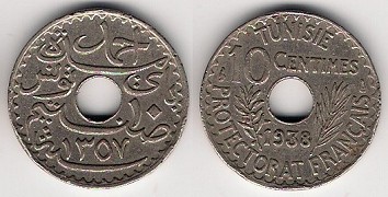 10 centimes 1938 Tunisie