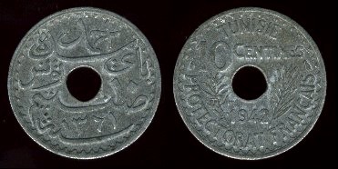 10 centimes 1942 Tunisie protectorat français