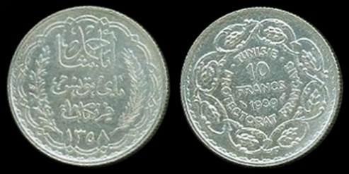 10 francs 1939 Tunisie