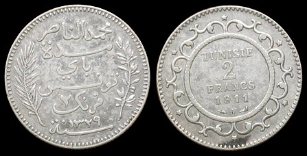 2 francs 1911 Tunisie