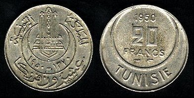 20 francs 1950 Tunisie