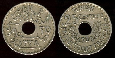 25 centimes 1920 Tunisie protectorat français