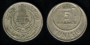 5 francs 1954 Tunisie
