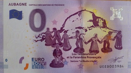 billet 0 euro souvenir Aubagne capitale des santons de Provence