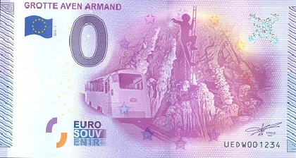 billet 0 euro souvenir grottes aven arland