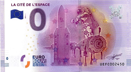 billet 0 euro souvenir  la cité de l'espace