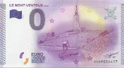 billet 0 euro souvenir le mont Ventoux