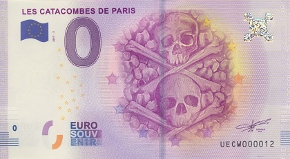 billet 0 euro souvenir  les catacombes de Paris