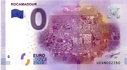 billet 0 euro souvenir Rocamadour